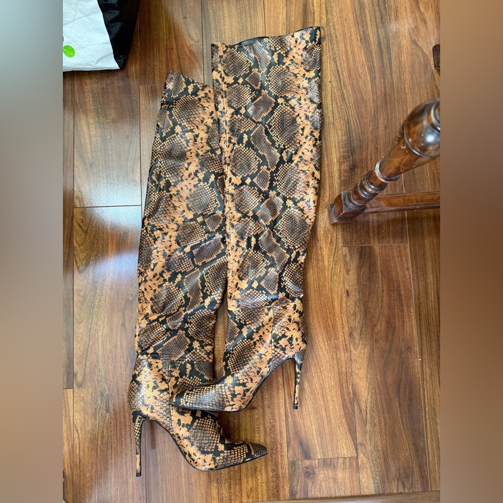 Winnie Harlow x Steve Madden snakeskin Over-the-Knee Boots